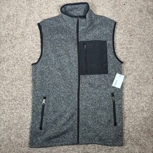 SONOMA Men's Heathered Fleece Vest Full Zip Pockets Charcoal Gray Small